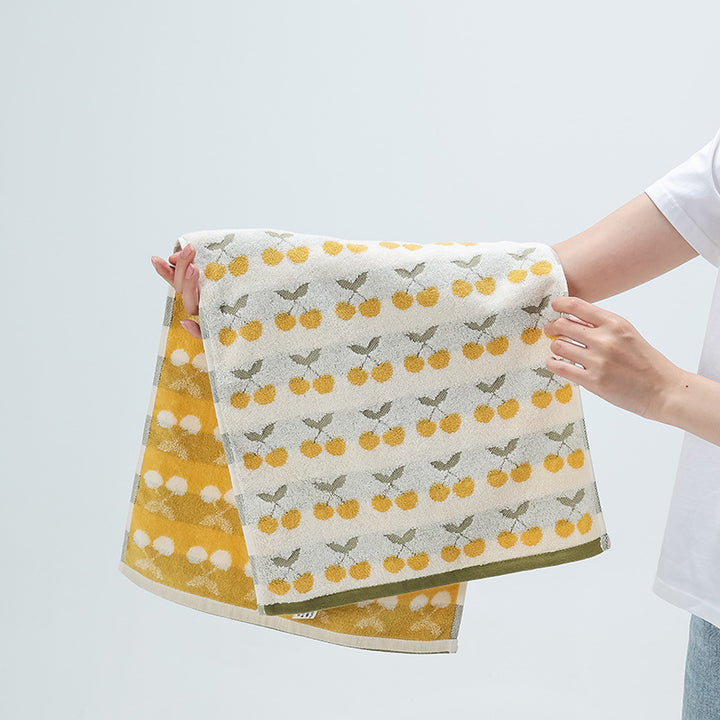 Soft terry towel with horse jacquard pattern