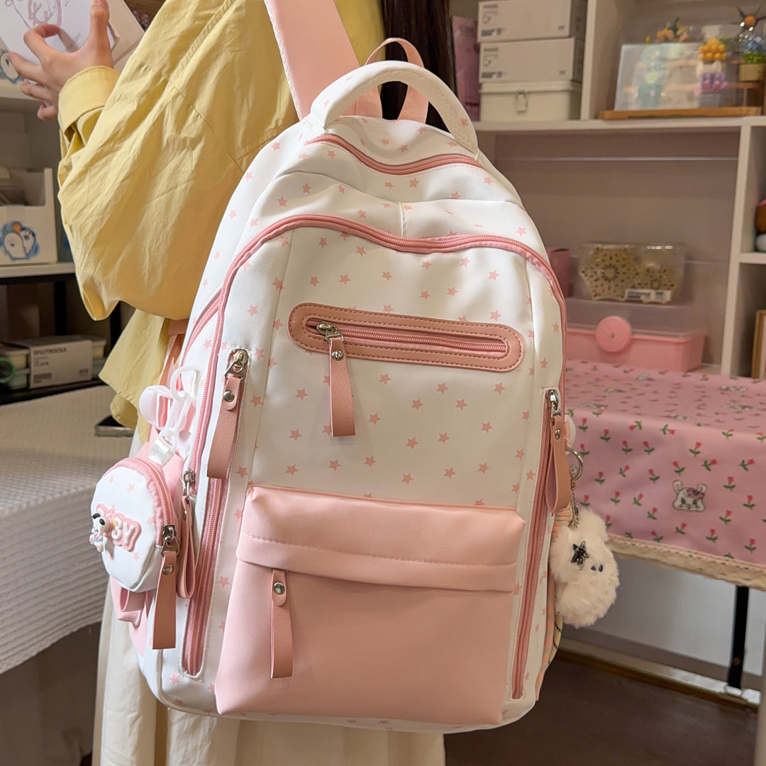 Backpack with Charming Star Applications and Practical Compartments Stornfield