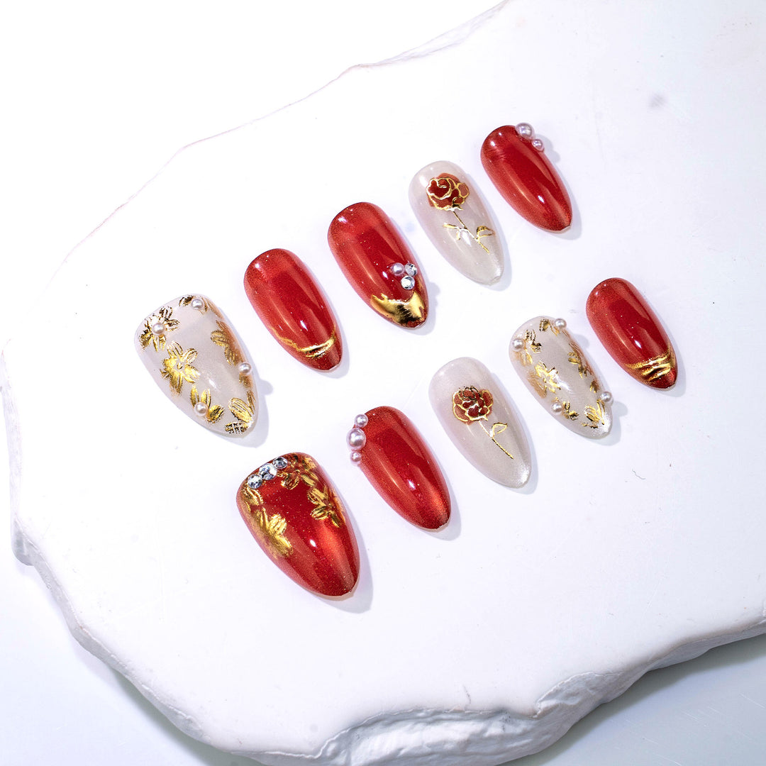 Exquisite Floral Press-On Nail Art Set