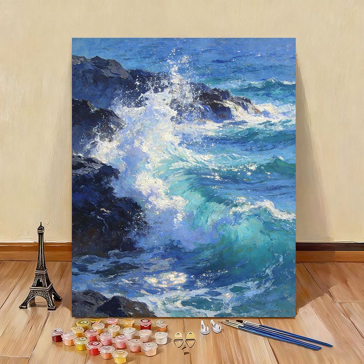 Ocean Wave Landscape Paint by Numbers Canvas Art Kit Stornfield