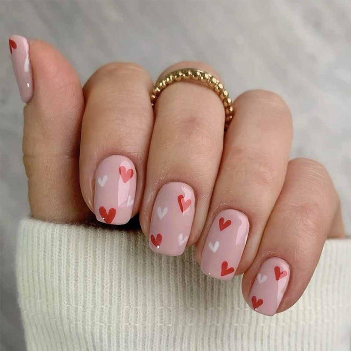 Heart-Patterned Press-On Nail Art Stornfield