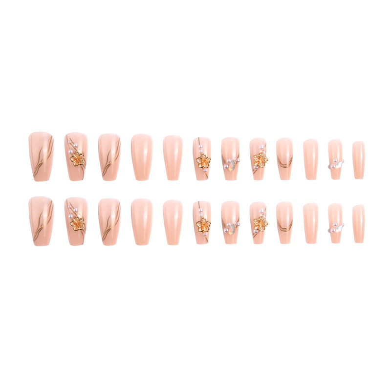 Artificial nail set with elegant floral and luxurious decorations Stornfield