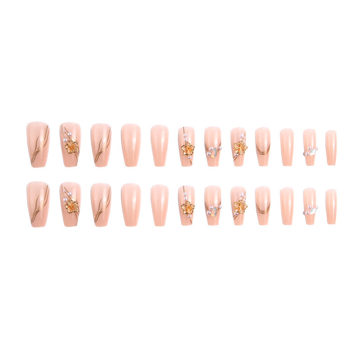 Artificial nail set with elegant floral and luxurious decorations Stornfield