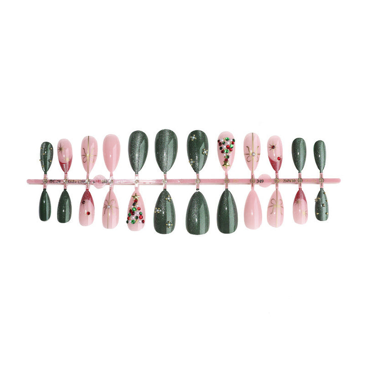 Festive artificial nail set with Christmas motifs and glitter accents Stornfield