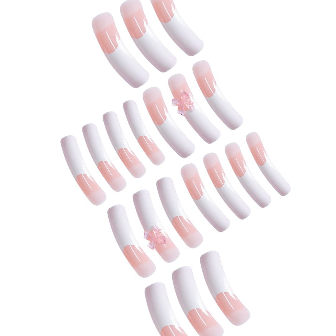 Stylish Acrylic Press-On Nail Extensions with Decorative Bow Stornfield