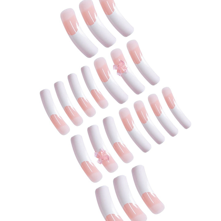 Stylish Acrylic Press-On Nail Extensions with Decorative Bow Stornfield