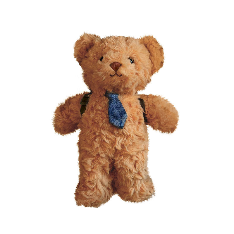 Plush Teddy Bear with Denim Tie and Mini Backpack-Strap Detail Stornfield