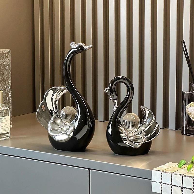 Elegant Ceramic Swan Figurines