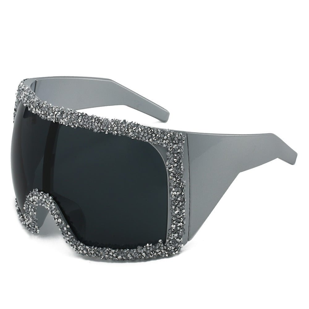 Women's Sporty Oversized Sunglasses with Rhinestone Embellishments Stornfield