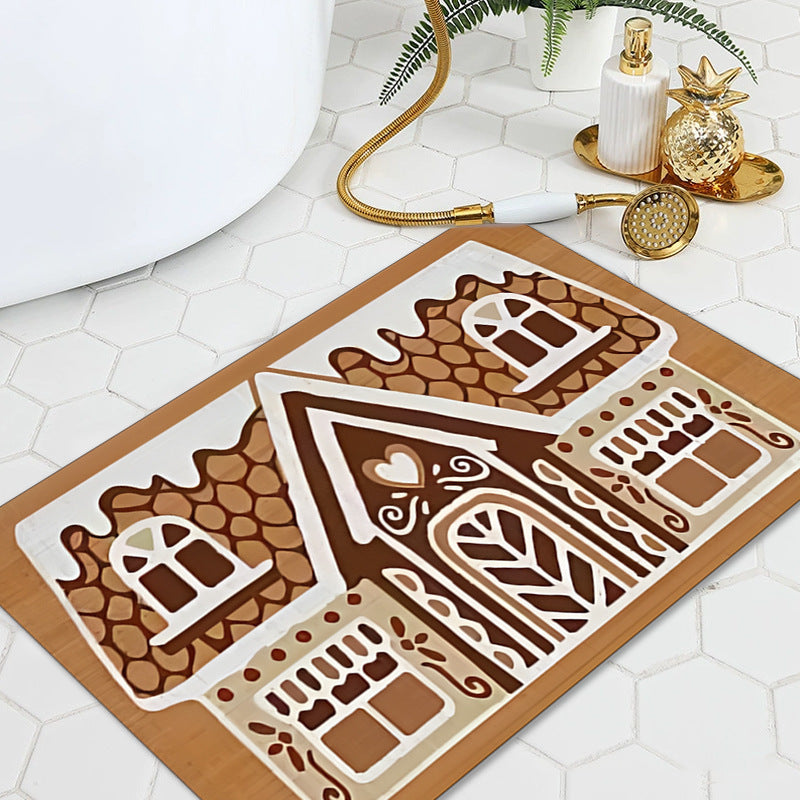 Festive Gingerbread-Themed Bath Mat