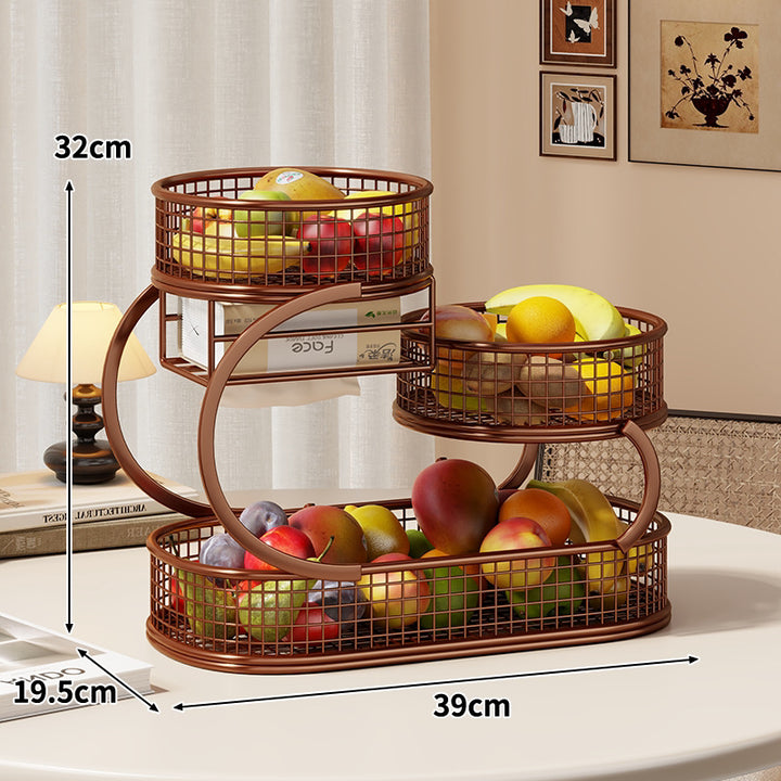 Three-Tier Metal Mesh Countertop Fruit & Produce Display Stand