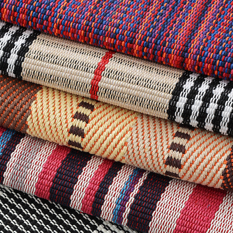 Large area living room rug check pattern, flat woven