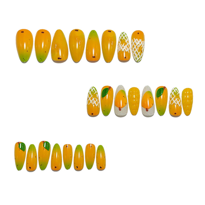 Creative artificial nails with colorful mango design Stornfield