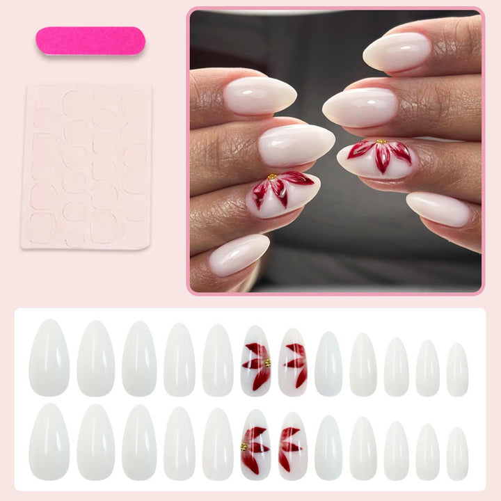 Artificial nail set with elegant flower decorations Stornfield