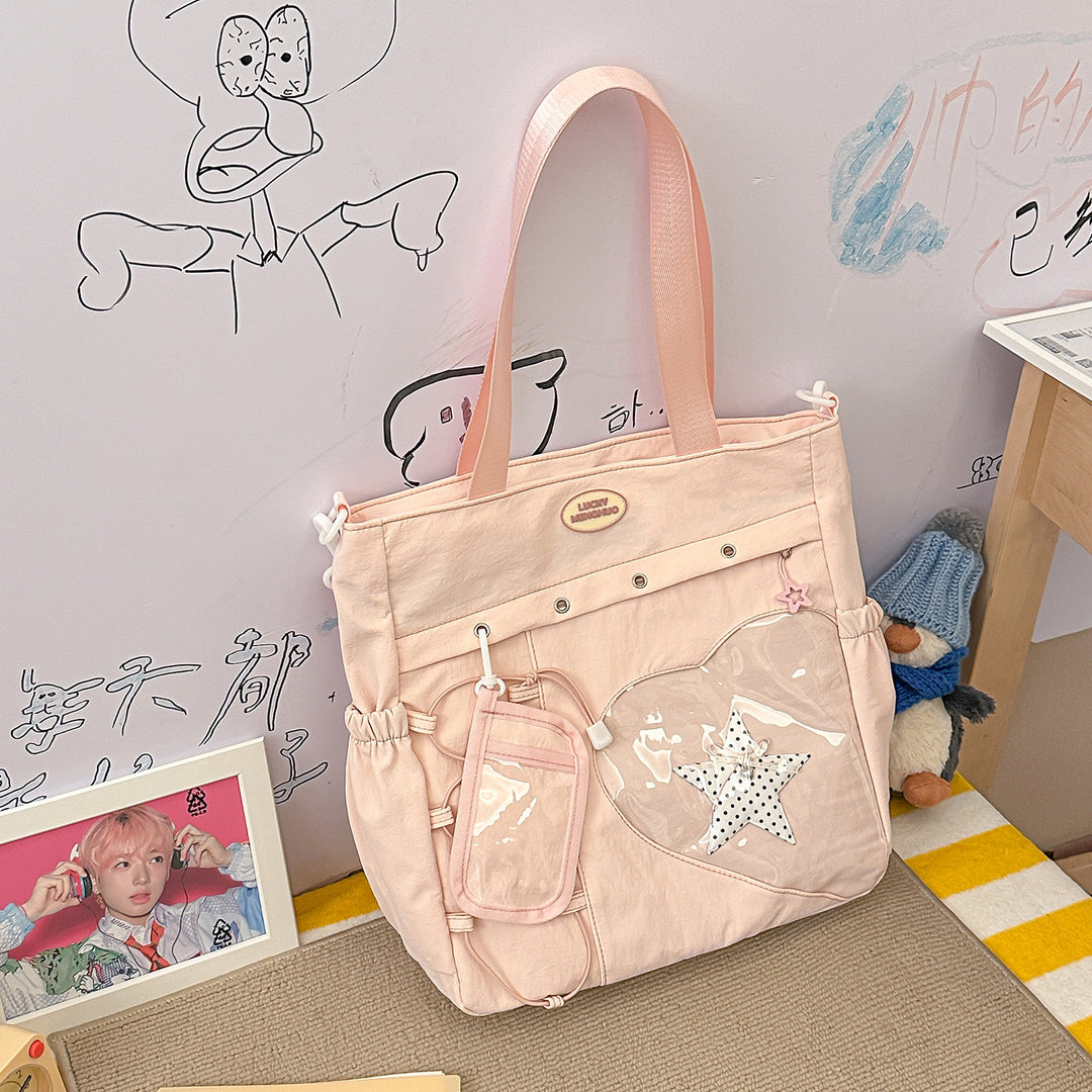 Stylish Multi-Pocket Star-Appliqué Backpack Stornfield