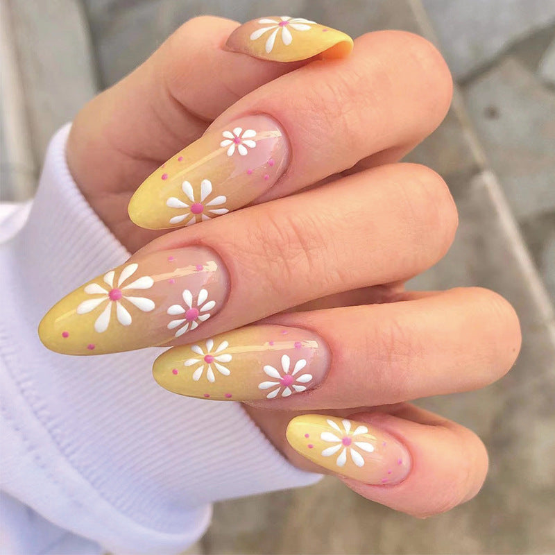 Artistic Press-On Nails with Floral Patterns Stornfield