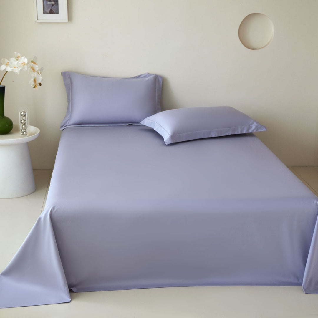 Luxury Cotton Sateen Bed Sheet Set with Deep Pockets and Flanged Pillowcases