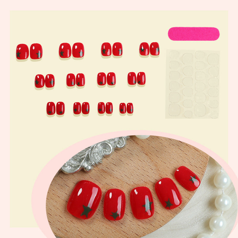 Artistic Press-On Nail Set with Star Designs Stornfield