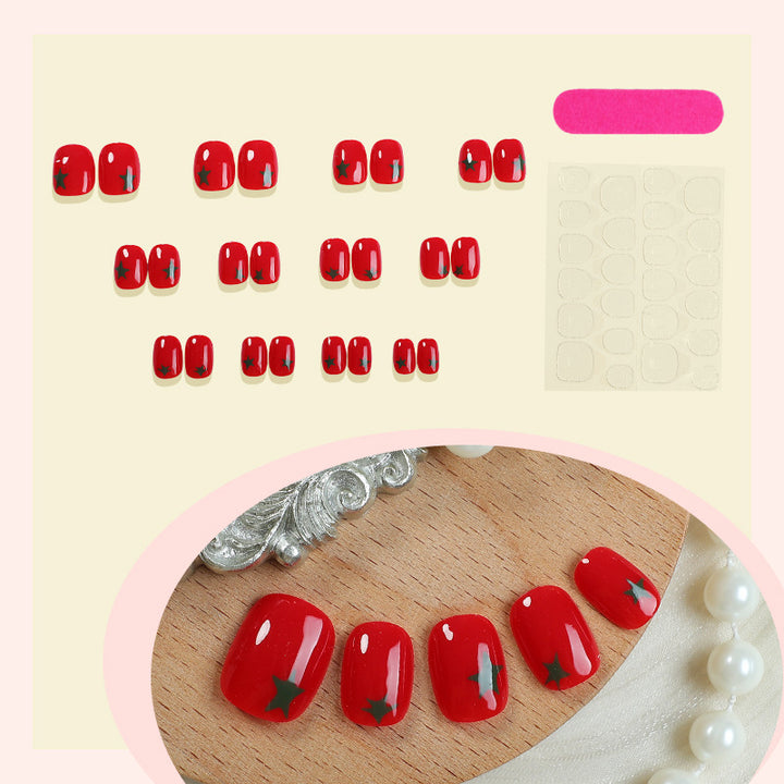 Artistic Press-On Nail Set with Star Designs Stornfield