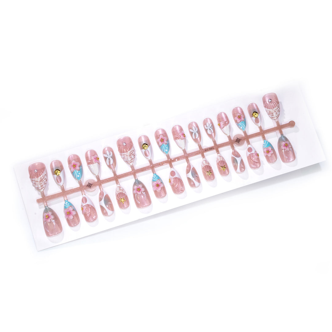 Beach-Inspired Decorative Press-On Nail Set Stornfield