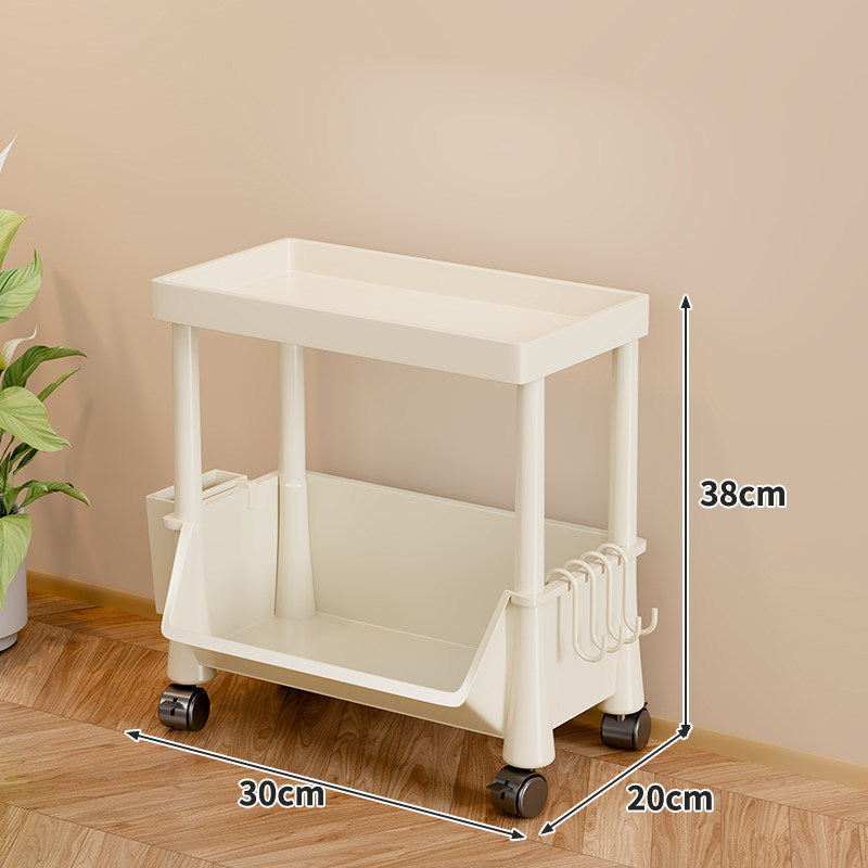 Slim Vertical Multi-Tier Rolling Storage Cart with Tilted Open Bins and Swivel Casters