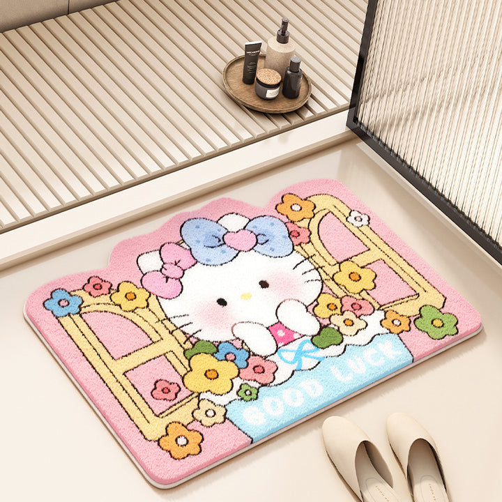 Cartoon Dog-Themed Plush Bath Rug for Bathroom