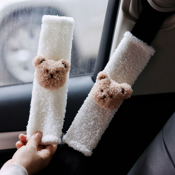 Plush Seat Belt Shoulder Pad Cover with Cute Teddy Applique