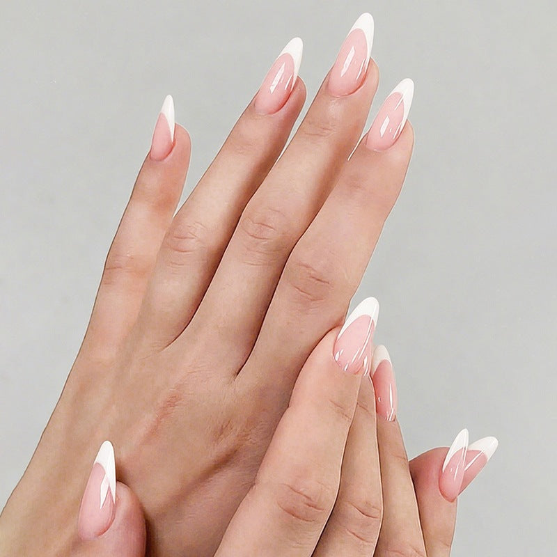 Acrylic nail set with luxurious color gradient and elegant lace accent Stornfield