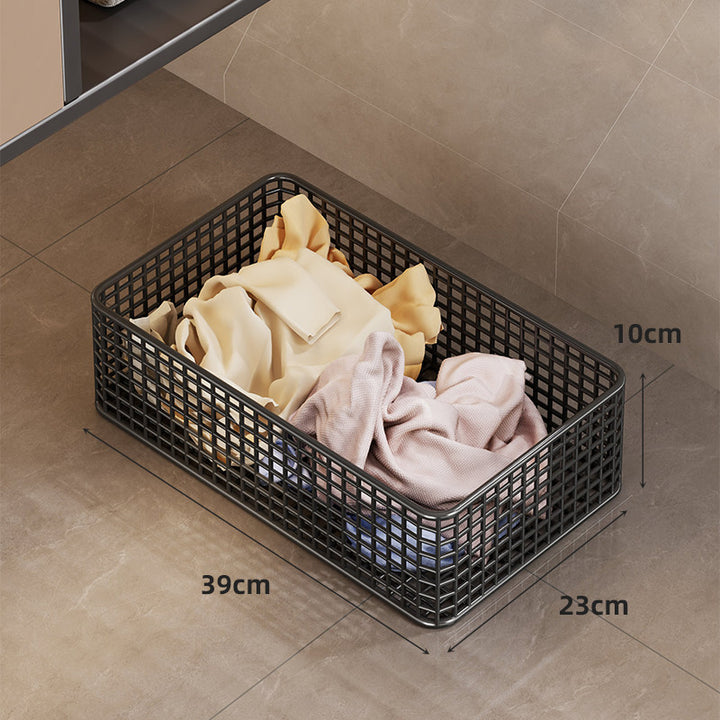 Under-Cabinet Low-Profile Rolling Mesh Storage Crate with Four Swivel Locking Casters