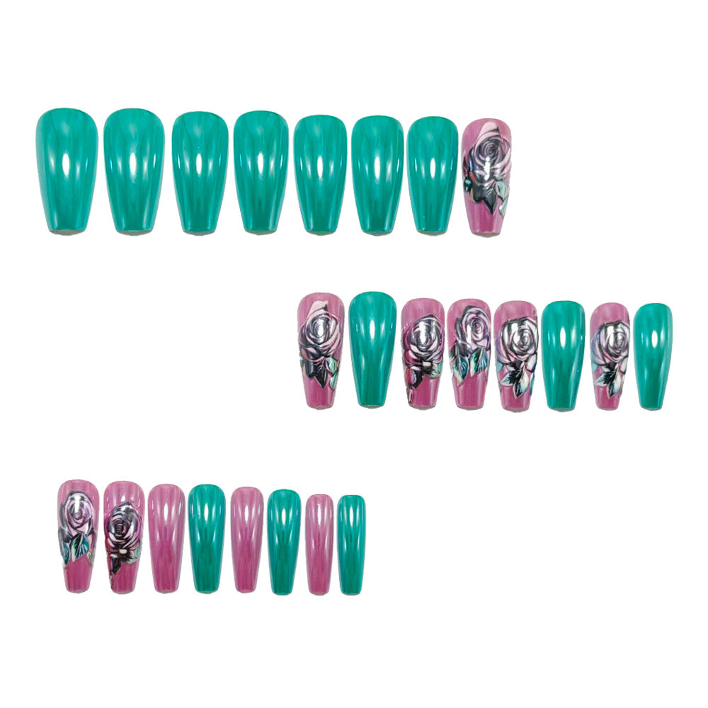 Artificial nails with elegant rose design Stornfield