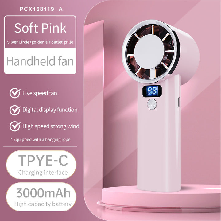 Ladies handheld fan with digital display and 3000mAh battery Stornfield
