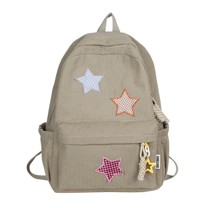 Fun Star Patterned Corduroy School Backpack Stornfield