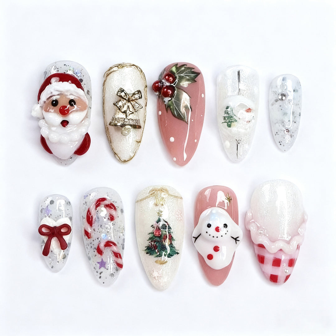 Festive artificial nails with Christmas designs Stornfield