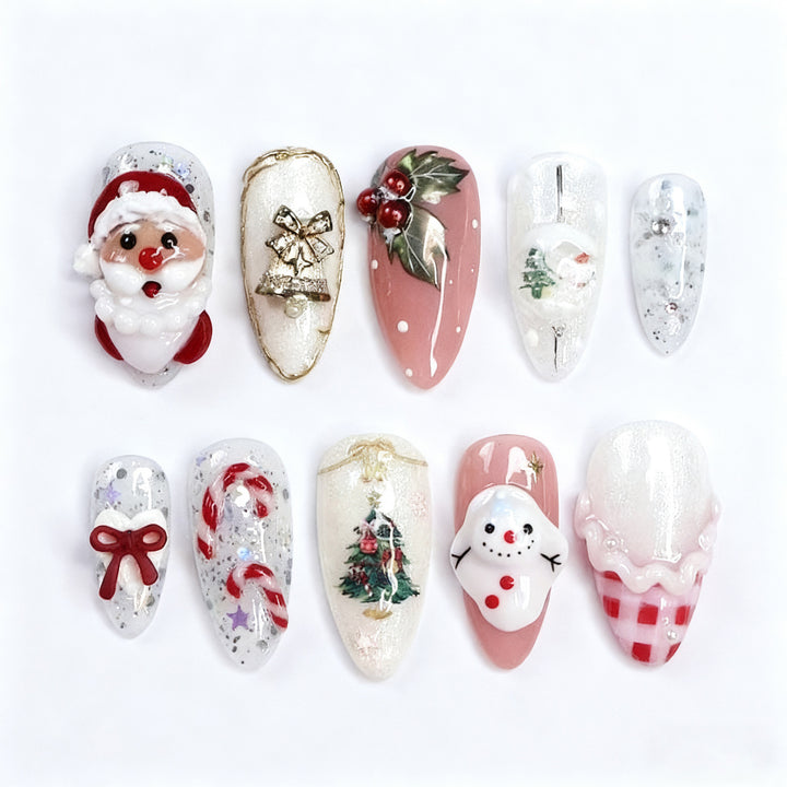 Festive artificial nails with Christmas designs Stornfield