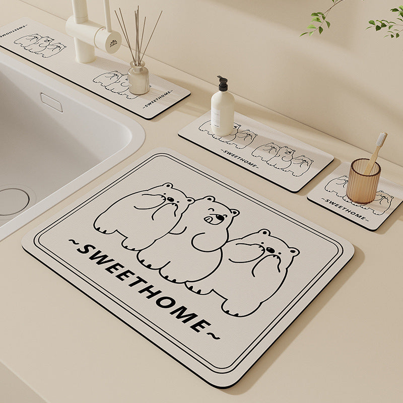 Cartoon Bear-Themed Bath Mat