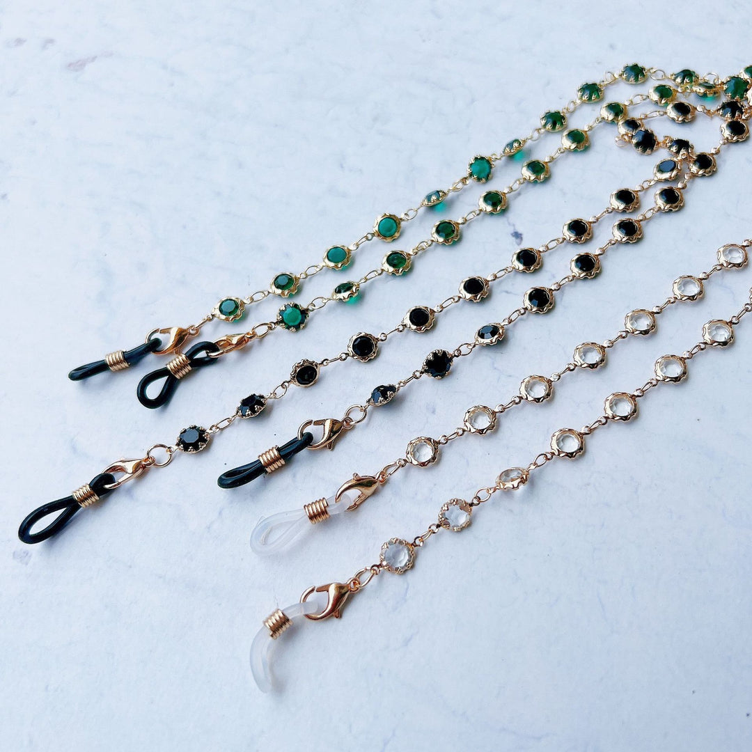 Elegant Black Gemstone Eyewear Chain Stornfield