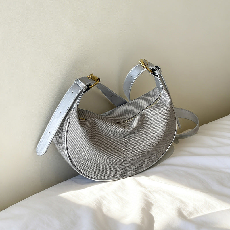 Textured Leather Hobo Bag