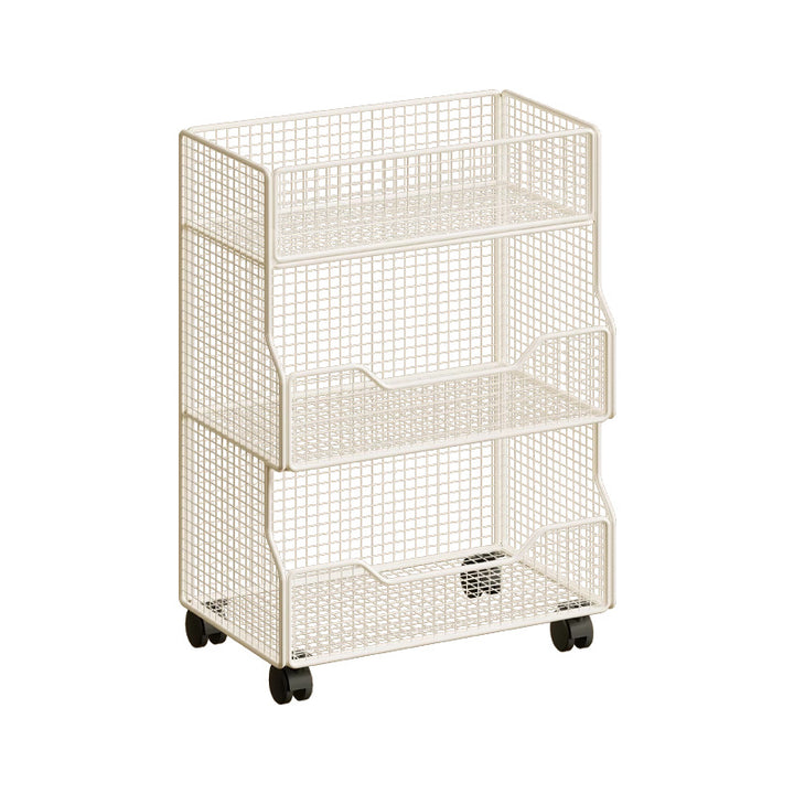 Two Tier Wire Mesh Kitchen Produce Storage Rack with Slide Out Lower Basket