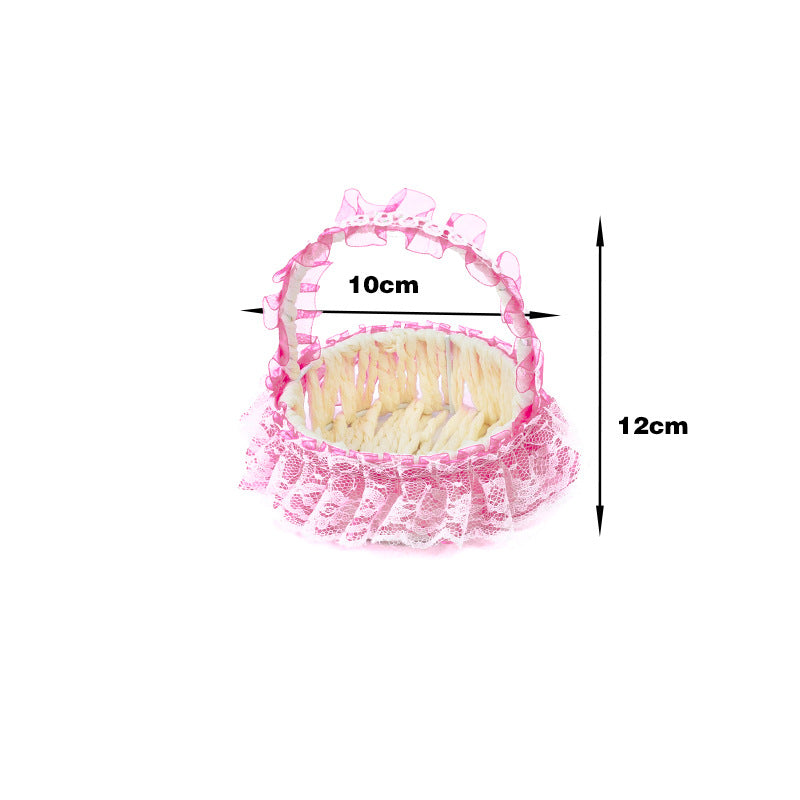 Decorative Lace Trim Woven Basket Stornfield