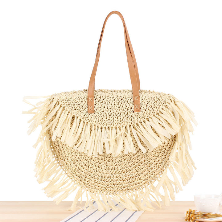 Trendy Straw Bag with Fringed Design Stornfield