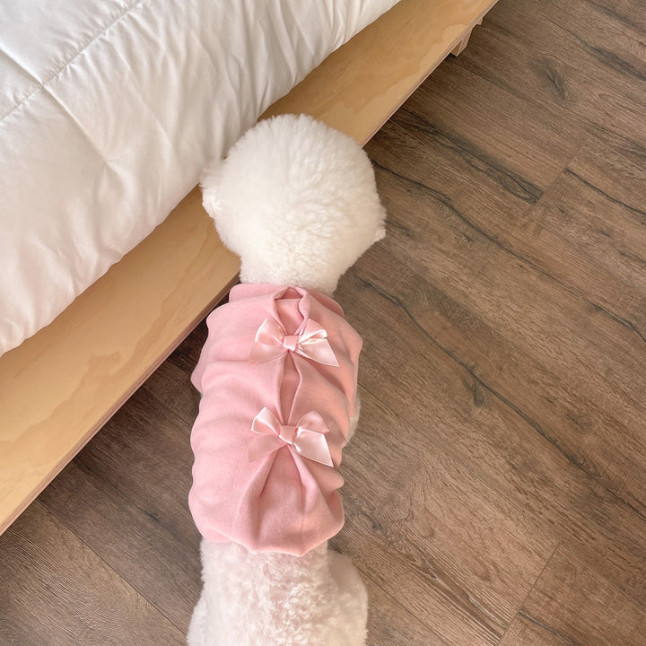 Small Dog Velvet -Back Dress with Satin Ribbon s