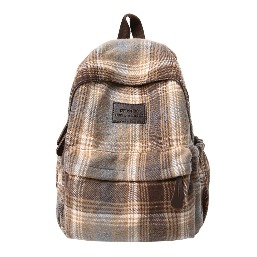 Cozy Plaid Pattern School Backpack Stornfield