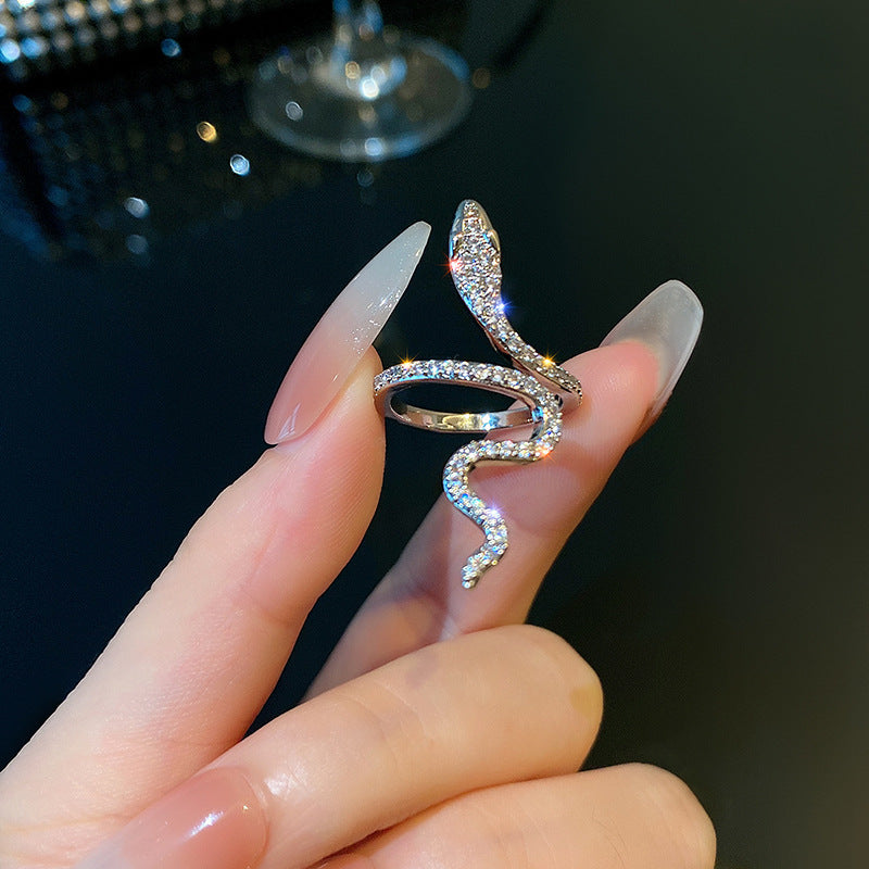 Elegant snake ring with sparkling zirconia stones Stornfield