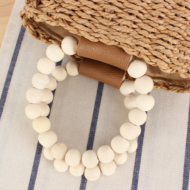 Trendy Handbag with Wooden Bead Handle Stornfield