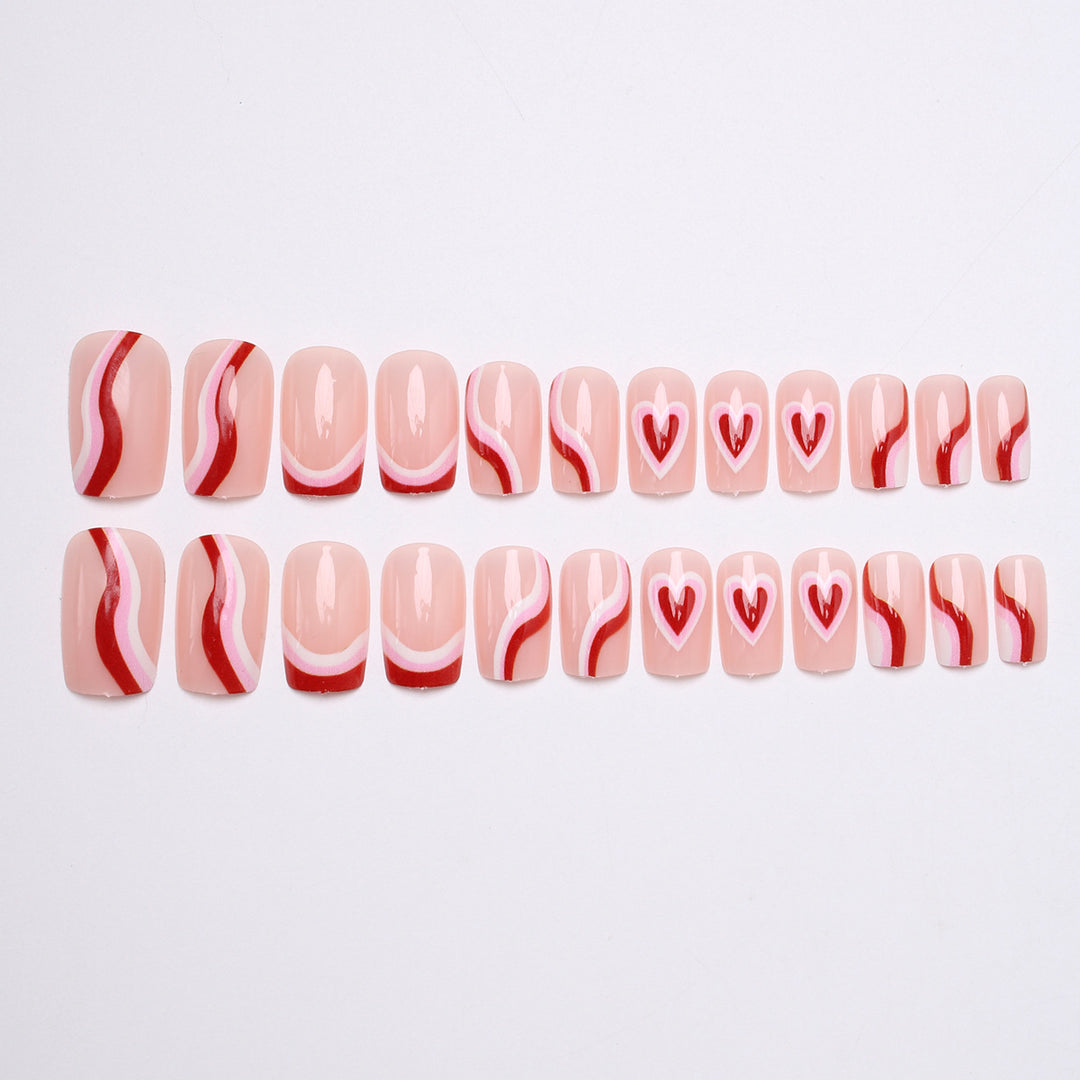 Stylish Heart-Embellished Press-On Nails Stornfield