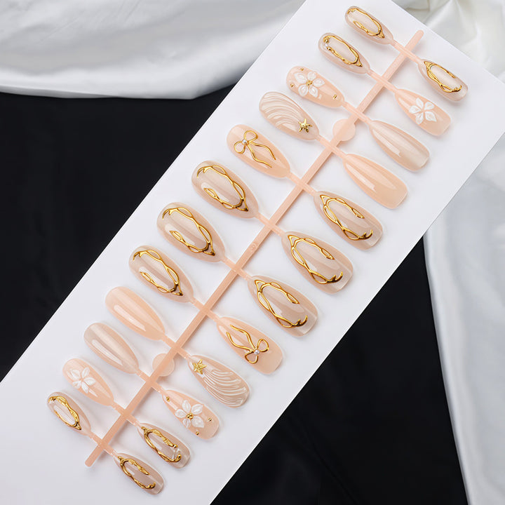 Artistic Press-On Nail Art Set with Decorative Embellishments Stornfield