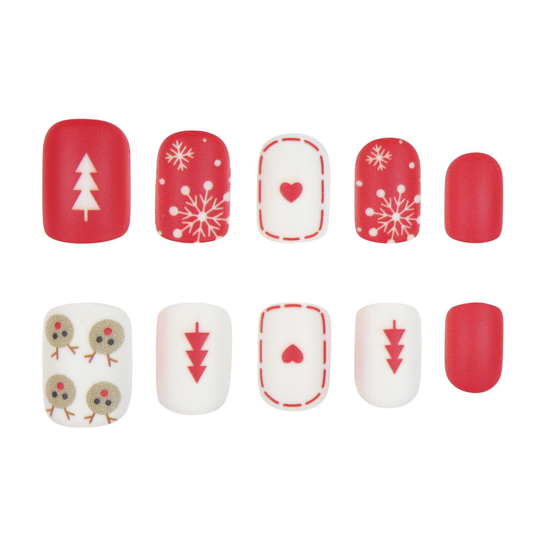 Festive Holiday-Themed Press-On Nail Art Set Stornfield