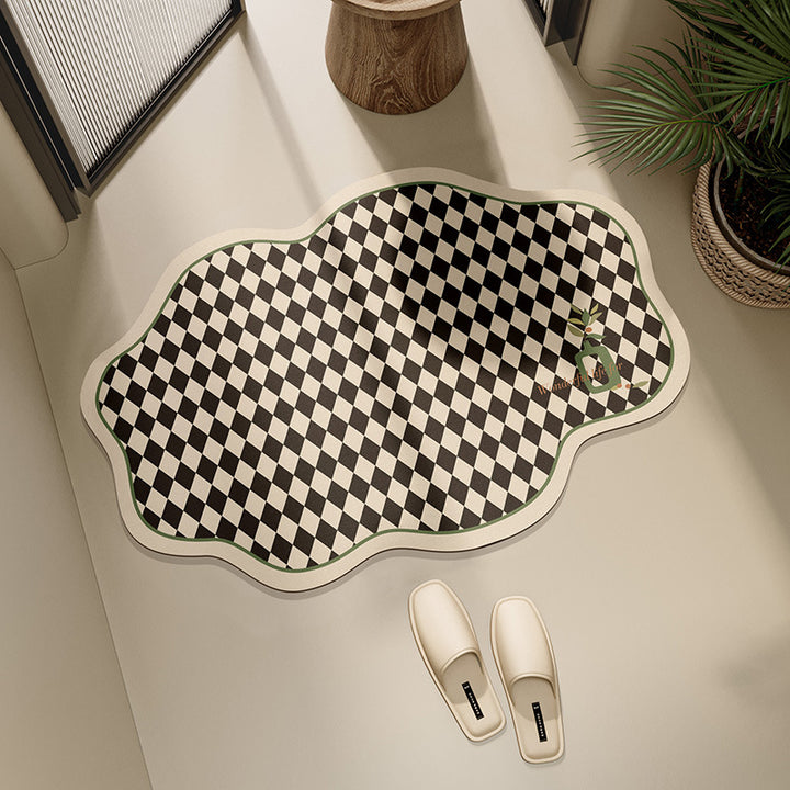 Stylish Checkerboard Bath Mat