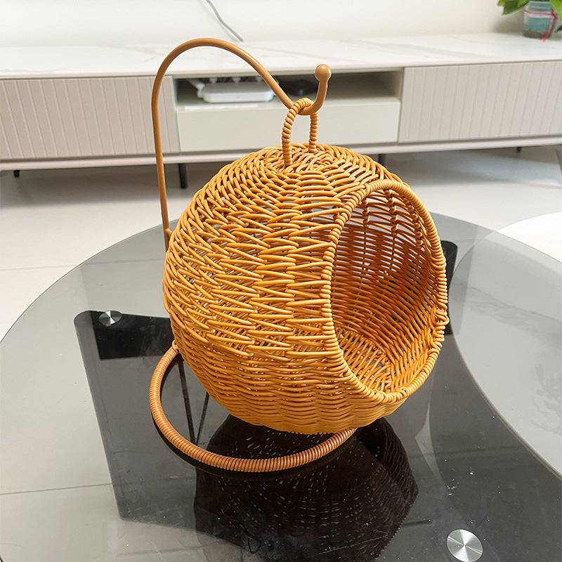 Women's Round Braided Basket with Stand Stornfield