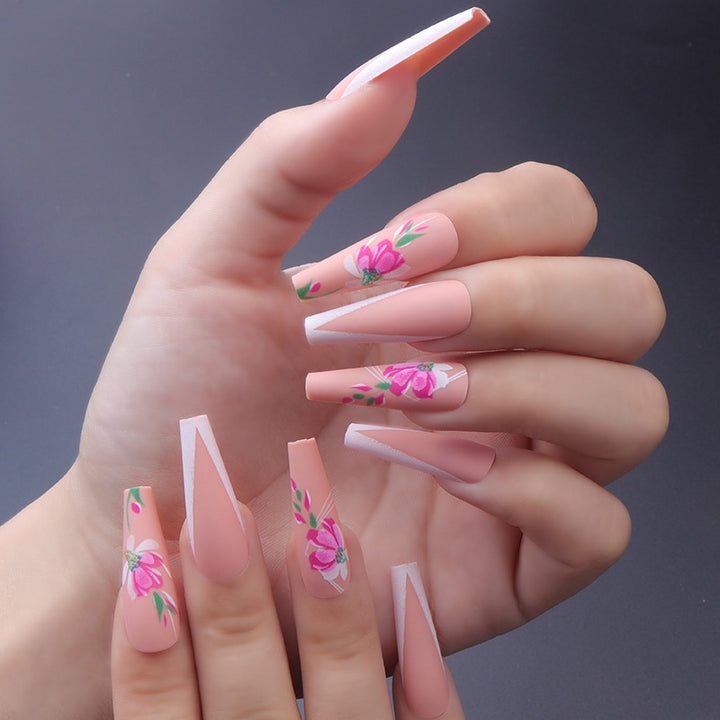 Floral Art Long Stiletto Press-On Nails Stornfield